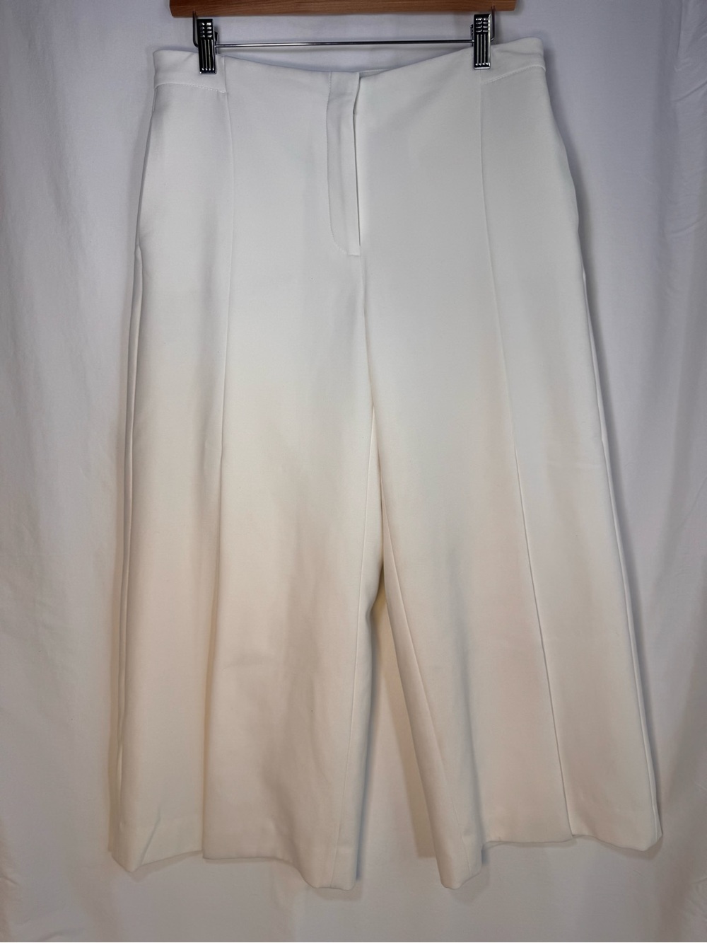 White House Black Market White Wide Leg Crop Front Slit Pants Size 8R